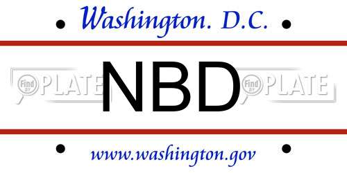 NBD District Of Columbia License Plate