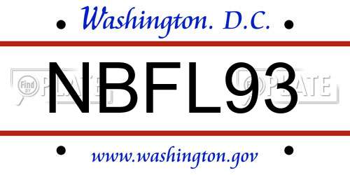 NBFL93 District Of Columbia License Plate