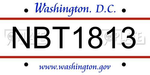 NBT1813 District Of Columbia License Plate