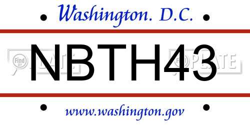 NBTH43 District Of Columbia License Plate