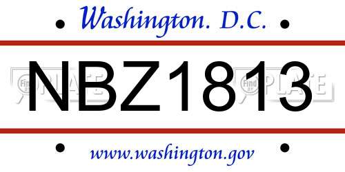 NBZ1813 District Of Columbia License Plate