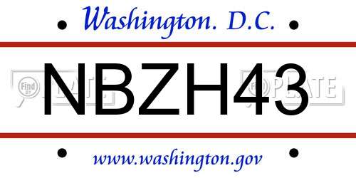NBZH43 District Of Columbia License Plate