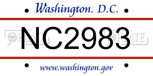 NC2983 District Of Columbia License Plate