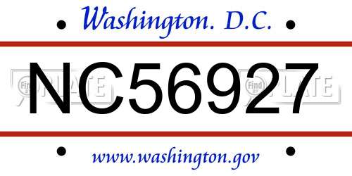 NC56927 District Of Columbia License Plate