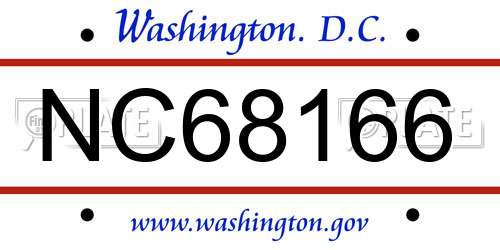 NC68166 District Of Columbia License Plate