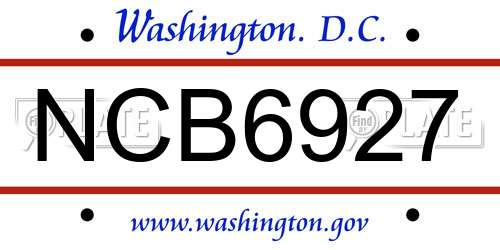NCB6927 District Of Columbia License Plate