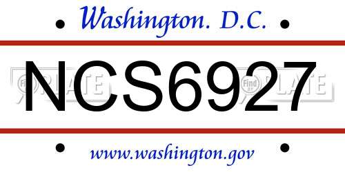 NCS6927 District Of Columbia License Plate