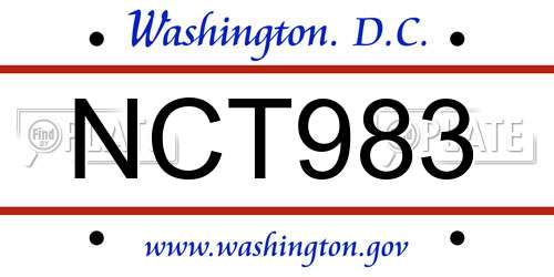 NCT983 District Of Columbia License Plate