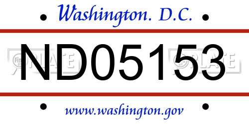 ND05153 District Of Columbia License Plate