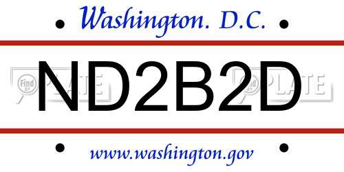 ND2B2D District Of Columbia License Plate