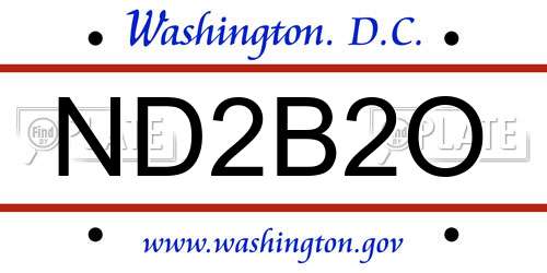 ND2B2O District Of Columbia License Plate