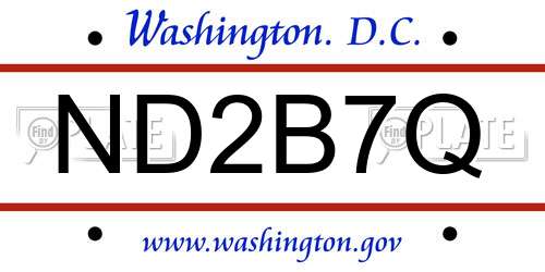 ND2B7Q District Of Columbia License Plate