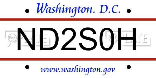 ND2S0H District Of Columbia License Plate