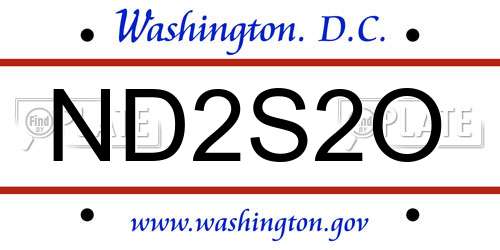 ND2S2O District Of Columbia License Plate