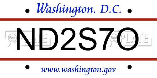 ND2S7O District Of Columbia License Plate