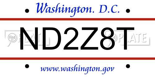 ND2Z8T District Of Columbia License Plate
