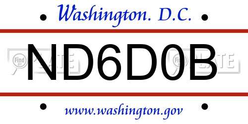 ND6D0B District Of Columbia License Plate
