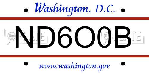 ND6O0B District Of Columbia License Plate