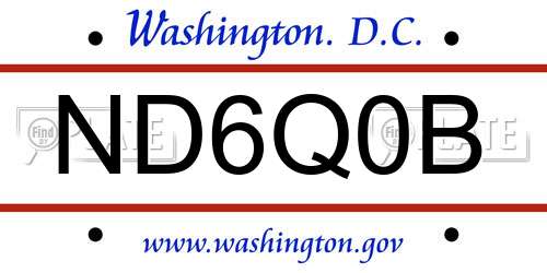 ND6Q0B District Of Columbia License Plate