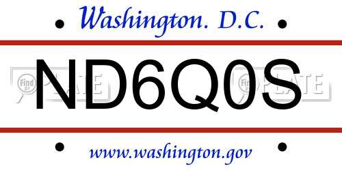 ND6Q0S District Of Columbia License Plate