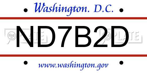 ND7B2D District Of Columbia License Plate