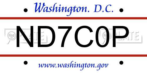 ND7C0P District Of Columbia License Plate