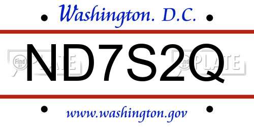 ND7S2Q District Of Columbia License Plate