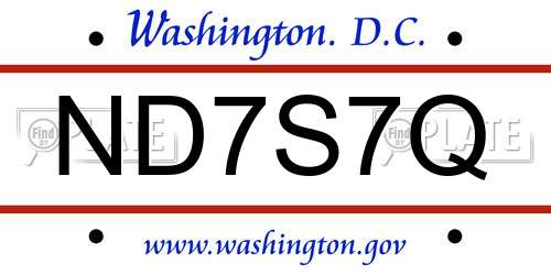 ND7S7Q District Of Columbia License Plate