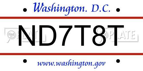ND7T8T District Of Columbia License Plate