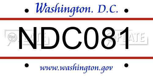 NDC081 District Of Columbia License Plate