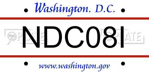 NDC08I District Of Columbia License Plate