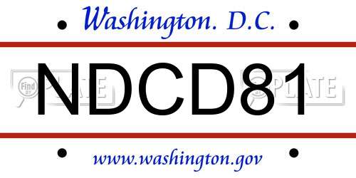 NDCD81 District Of Columbia License Plate