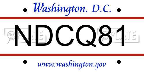 NDCQ81 District Of Columbia License Plate