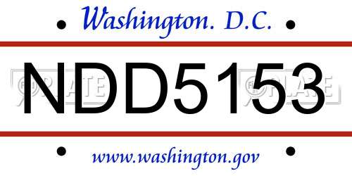 NDD5153 District Of Columbia License Plate