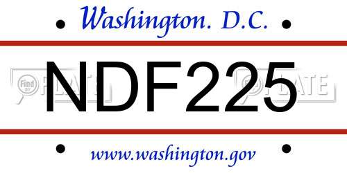 NDF225 District Of Columbia License Plate