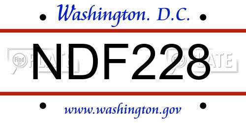 NDF228 District Of Columbia License Plate