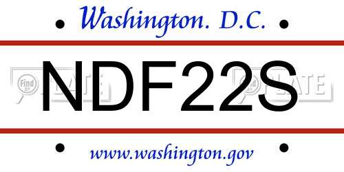 NDF22S District Of Columbia License Plate