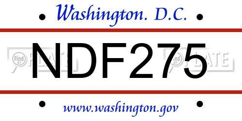 NDF275 District Of Columbia License Plate