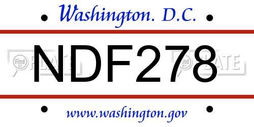 NDF278 District Of Columbia License Plate