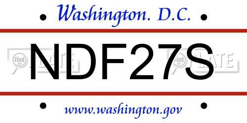 NDF27S District Of Columbia License Plate