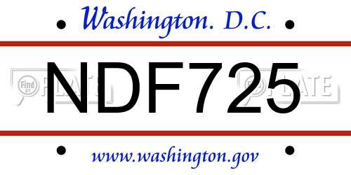NDF725 District Of Columbia License Plate