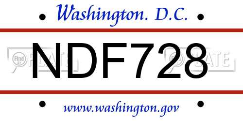 NDF728 District Of Columbia License Plate