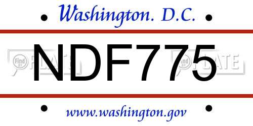 NDF775 District Of Columbia License Plate