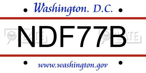 NDF77B District Of Columbia License Plate