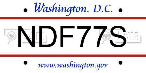 NDF77S District Of Columbia License Plate