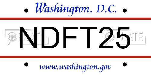 NDFT25 District Of Columbia License Plate