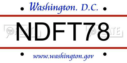 NDFT78 District Of Columbia License Plate