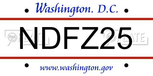 NDFZ25 District Of Columbia License Plate