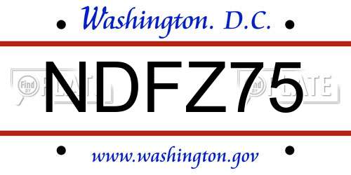 NDFZ75 District Of Columbia License Plate