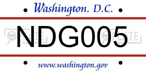 NDG005 District Of Columbia License Plate